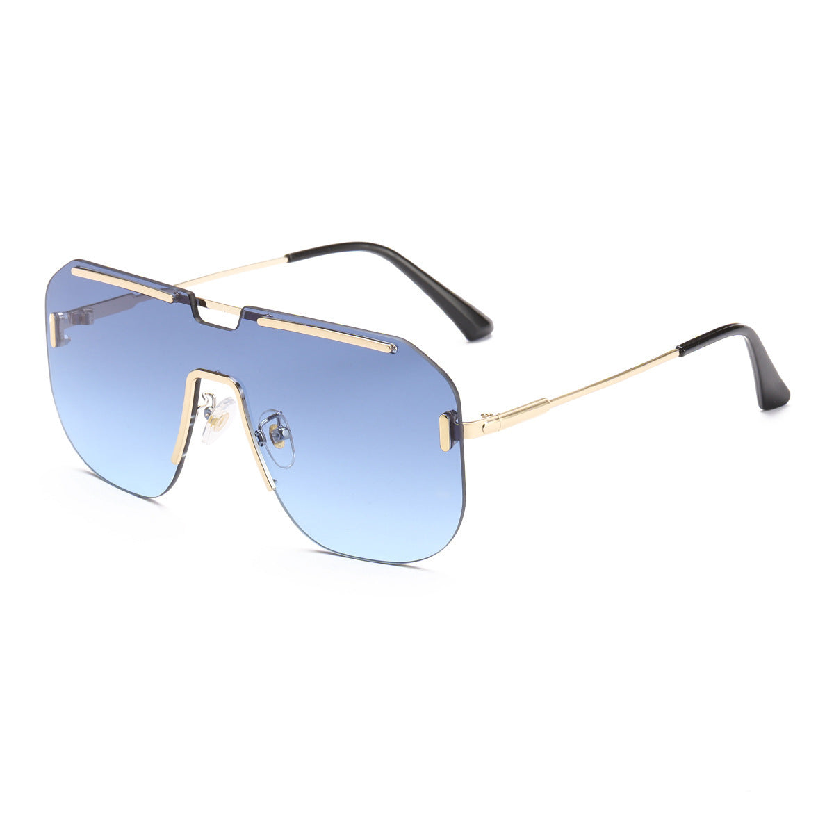 Wholesale PC Mirror Frameless Integrated Large Frame Men's Sunglasses